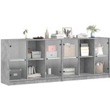  Regal za knjige s vratima boja betona 204 x 37 x 75 cm drveni | shoptok.hr