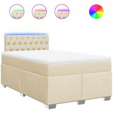 vidaXL Box spring postelja z vzmetnico krem 120x190 cm blago, (21309547) Cene