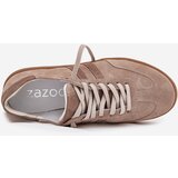 Zazoo Suede Low Sneakers Women Dark Beige N1068 | Shoptok.si