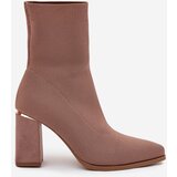 Boto Fabric Slip-On Women's Ankle Boots on Heel Beige Virelle | Shoptok.si