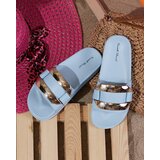 Resti Blue women's slippers with golden Serina ornament - Footwear | shoptok.hr
