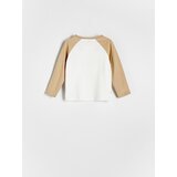 Reserved - Pamučna majica dugih rukava - krem | shoptok.hr
