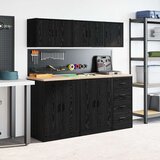  Garažni zidni ormarić od crnog konstruiranog drva | shoptok.hr