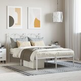 Maison Chic Kovinski Posteljni okvir - Dvoposteljna postelja - Zakonska postelja z vzglavjem bel 120x200 cm, (21693077) | Shoptok.si