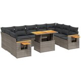 Maison Chic Seti vrtnega pohištva - Vrtna garnitura - Vrtni pohištvo set 10-delna z blazinami siv poli ratan, (21819369) | Shoptok.si