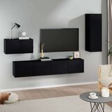  4-dijelni set TV ormarića crni od konstruiranog drva Cijene