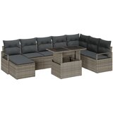 vidaXL 9-dijelni set soffa za vrt s jastučićima sivi poliratan, 2-sjedna sofa za vrt s jastučićima sivi poliratan Cijene