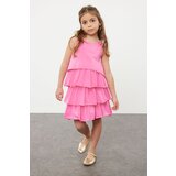Trendyol Pink Girl's Ruffled Sleeveless Knitted Dress | Shoptok.si