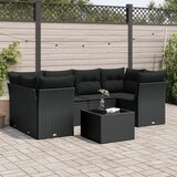 vidaXL 7-dijelni set vrtnih sofa od poliratana s jastucima crni Cijene