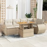 Maison Chic Seti vrtnega pohištva - Vrtna garnitura - Vrtni pohištvo set 6-delna z blazinami bež poli ratan, (21813615) | Shoptok.si