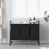  Košara za rublje s 3 odjeljka i kotačićima, boja hrasta Sonoma | shoptok.hr