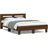  Posteljni okvir z vzglavjem rjavi hrast 120x200 cm inž. les, (20978632) Cene