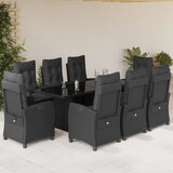  9-dijelni vrtni blagovaonski set s jastucima crni od poliratana | shoptok.hr