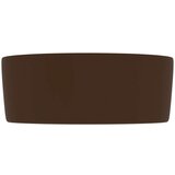 vidaXL Razkošen umivalnik okrogel mat temno rjav 40x15 cm keramičen | Shoptok.si