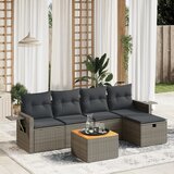 Maison Chic Seti vrtnega pohištva - Vrtna garnitura - Vrtni pohištvo set 6-delna z blazinami siv poli ratan, (21807138) | Shoptok.si