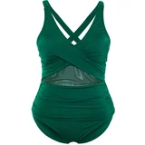 Trendyol Curve Emerald Green Mesh Detailed Swimsuit with Lifting Effect