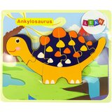  Wooden Puzzle Dinosaurs Triceratops Ankylosaurus Orange | shoptok.hr