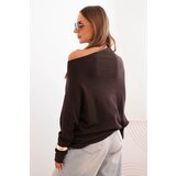 Kesi Włoski Women's asymmetrical batwing viscose sweater brown | ePonuda.com