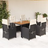 vidaXL 7-dijelni vrtni blagovaonski set s jastucima crni od poliratana | shoptok.hr