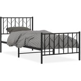  Metalni okvir kreveta uzglavlje i podnožje crni 90 x 200 cm | shoptok.hr
