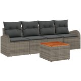 vidaXL 5-dijelni vrtni set sofe s jastučićima sivi poli ratan akacija, 2-sjedna vrtna sofa s prostorom za pohranu i jastučićima sivi poli ratan Cijene