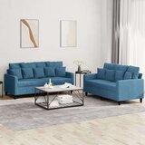  2-dijelni set sofa s jastucima plavi baršunasti Cijene