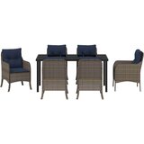 vidaXL Vrtni set za objed s jastukom 7 pcs Siva poliratan - 6 sjedala 160 cm | shoptok.hr