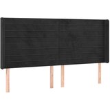  Uzglavlje s ušima crno 203x16x118/128 cm baršunasto | shoptok.hr