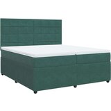 vidaXL Box spring postelja z vzmetnico temno zelena 200x200 cm žamet, (21309062) | Shoptok.si