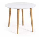 Kave Home Bijeli okrugao proširiv blagovaonski stol s bijelom pločom stola ø 90 cm Oqui –