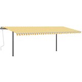  Tenda na ručno uvlačenje sa stupovima 6 x 3 m žuto-bijela | shoptok.hr