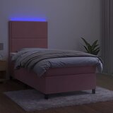  box spring s madracem LED ružičasti 90x190 cm baršunasti | shoptok.hr