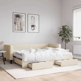  Izvlečna dnevna postelja s predali krem 80x200 cm bla Cene