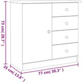  Komoda ALTA bijela 77 x 35 x 73 cm od masivne borovine | shoptok.hr
