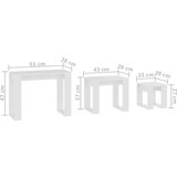  Komplet mizic 3-delni bel konstruiran les, (20624946) | Shoptok.si