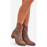 S. BARSKI Cutout Cowboy Ankle Boots For Women On Heel Brown S.Barski | ePonuda.com