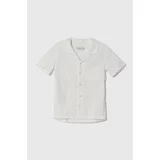 Abercrombie & Fitch Otroška lanena srajca bela barva