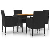  5-dijelni vanjski blagovaonski set od poliratana crni | Eponuda.com