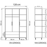 Hanah home Ormar Aden sa ladicama 120, 120 x 192 x 45 cm, Bijela | Eponuda.ba