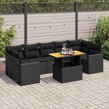 Maison Chic Seti vrtnega pohištva - Vrtna garnitura - Vrtni pohištvo set 8-delna z blazinami črn poli ratan, (21799014) | Shoptok.si