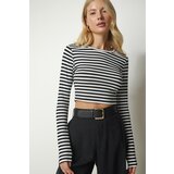 Happiness İstanbul Women's Black and White Striped Camisole Crop Top Cene
