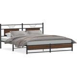 Metalni Kovinski posteljni okvir brez vzmetnice rjavi hrast 180x200 cm, (21829369) | Shoptok.si