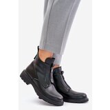 EVENTO PE1 Leather Ankle Boots With Flat Heel Warm Black Komisa | Eponuda.ba