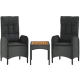Maison Chic Seti vrtnega pohištva - Vrtna garnitura - Vrtni pohištvo set 3-delna z blazinami črn poli ratan, (21818190) | Shoptok.si