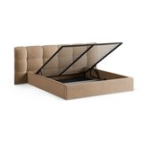 Micadoni Sivo-bež tapecirani bračni krevet s prostorom za odlaganje s podnicom 180x200 cm Eric – | shoptok.hr