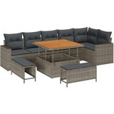 9 9-delni vrtni kavč set z blazinami Siva Poli Ratan Akacija | Shoptok.si