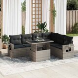 Maison Chic Seti vrtnega pohištva - Vrtna garnitura - Vrtni pohištvo set 7-delna z blazinami siv poli ratan, (21802011) | Shoptok.si