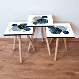 Hanah home 3Shp327 - white whitenavy bluebluegold nesting table (3 pieces) | ePonuda.com