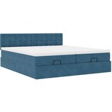 vidaXL Otomanski posteljni okvir z vzmetnicami moder 180x200cm žamet | Shoptok.si