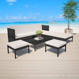 Maison Chic Seti vrtnega pohištva - Vrtna garnitura - Vrtni pohištvo set z blazinami 6-delna poli ratan črna, (21797533) | Shoptok.si